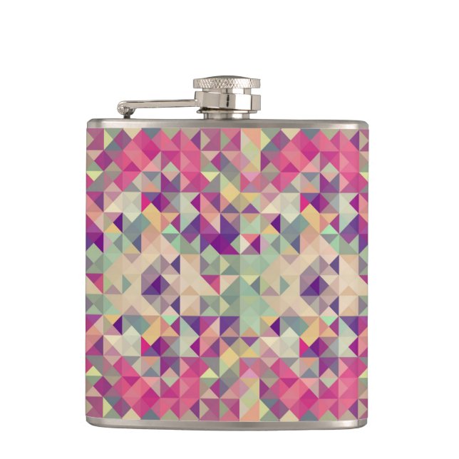 Vintage Hipsters Geometric Pattern. Hip Flask (Front)