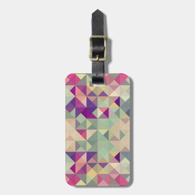 Vintage Hipsters Geometric Pattern. Luggage Tag (Front Vertical)