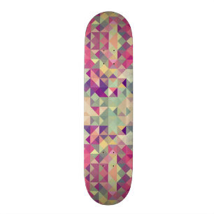 Vintage Hipsters Geometric Pattern. Skateboard