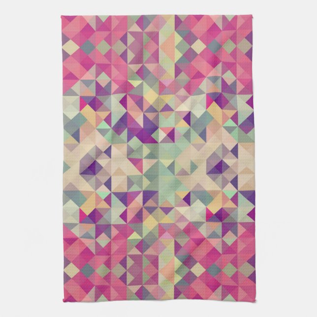 Vintage Hipsters Geometric Pattern. Tea Towel (Vertical)