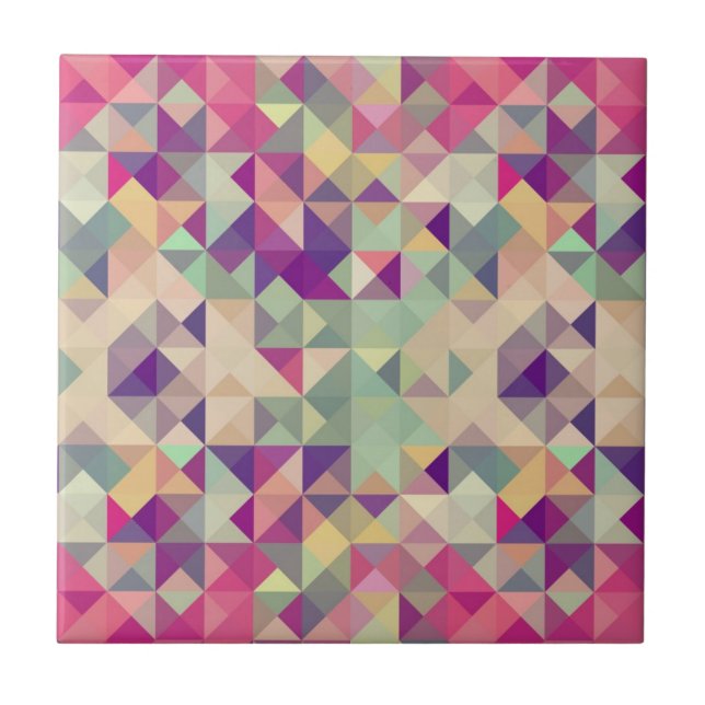 Vintage Hipsters Geometric Pattern. Tile (Front)