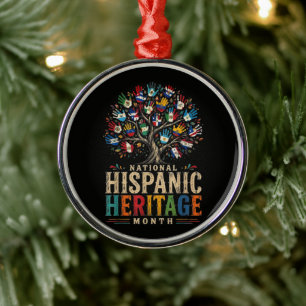 Vintage Hispanic Heritage Month Tree of Unity Metal Ornament