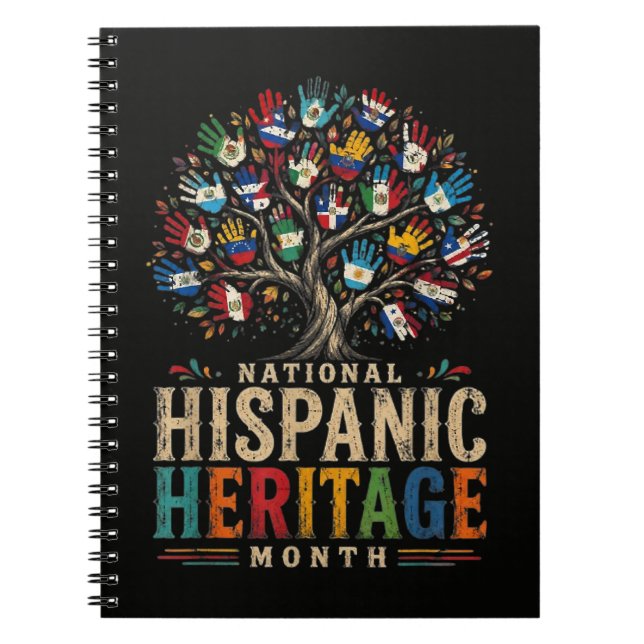 Vintage Hispanic Heritage Month Tree of Unity Notebook (Front)