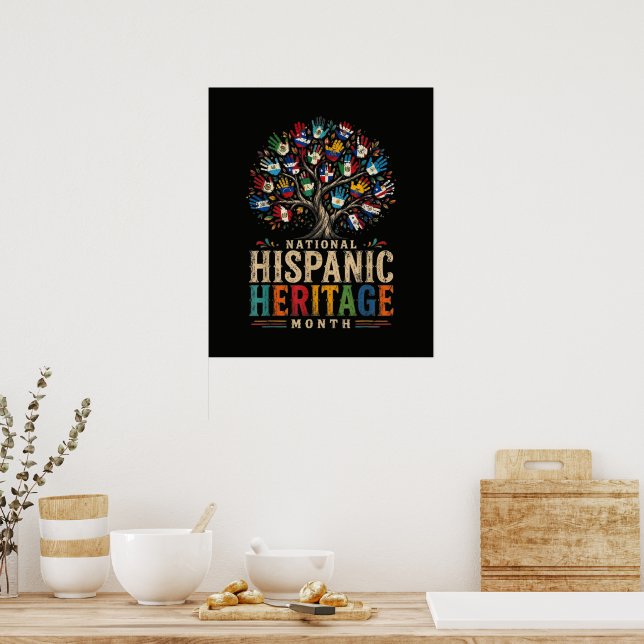 Vintage Hispanic Heritage Month Tree of Unity Poster (Kitchen)