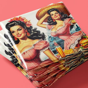 Vintage Hispanic Woman Illustration Magnet