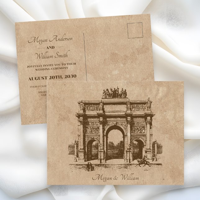 Vintage historic architecture wedding postcard (Creator Uploaded)