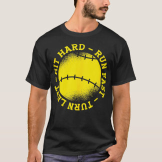 Vintage Hit Hard Run Fast Turn Left Softball Girls T-Shirt