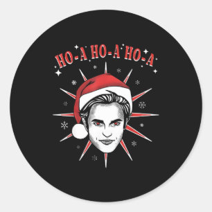 Vintage Ho-a Ho-a Ho-a Santa Hat Funny Christmas Classic Round Sticker