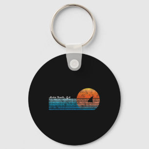 Vintage Hobie Beach Retro 80s Shark Fin Sunset Key Ring
