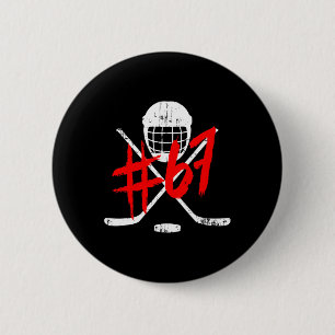 Vintage Hockey 67 Jersey Number 6 Cm Round Badge