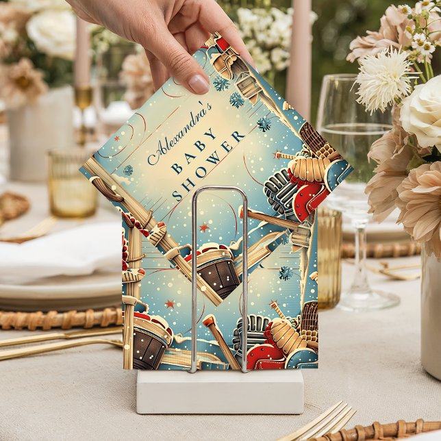 Vintage Hockey Baby Shower Napkin (Creator Uploaded)