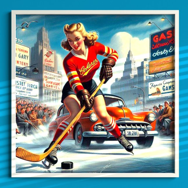 Vintage Hockey Girl Poster (Creator Uploaded)