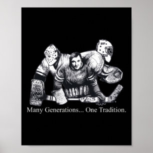 Vintage Hockey Homage Tribute To Goalie Evolution  Poster