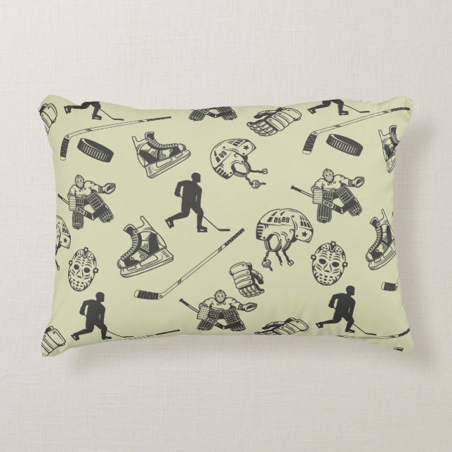Vintage Hockey Pattern Decorative Cushion (Front)