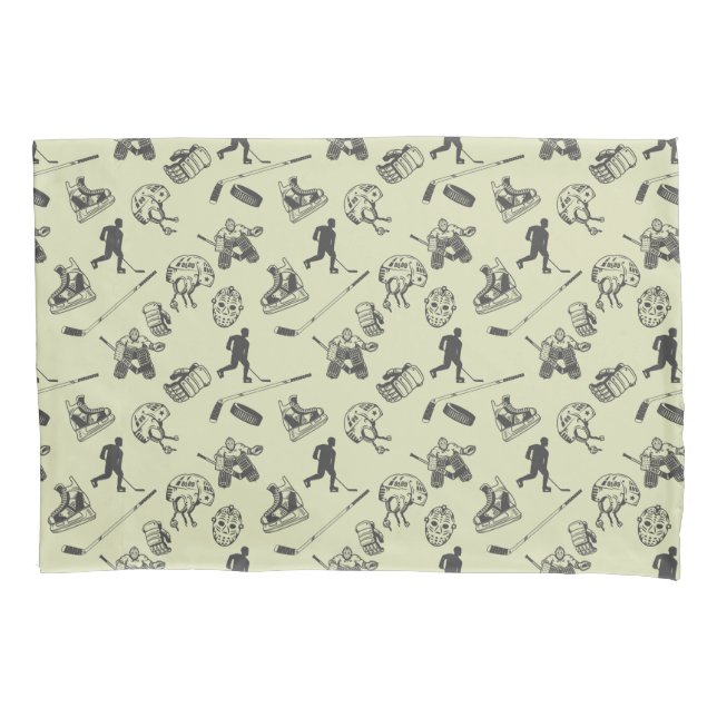 Vintage Hockey Pattern Pillowcase (Front-Left)
