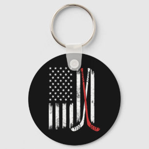 Vintage Hockey Stick Usa Flag Hockey Player Ice Ho Key Ring