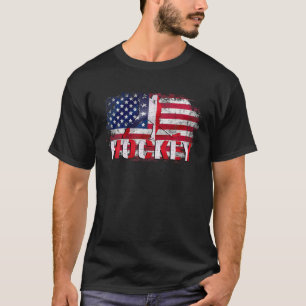 Vintage Hockey With American Flag Ice Hockey Goali T-Shirt
