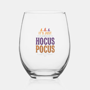 Vintage Hocus Pocus Halloween Typography Design_1 Stemless Wine Glass