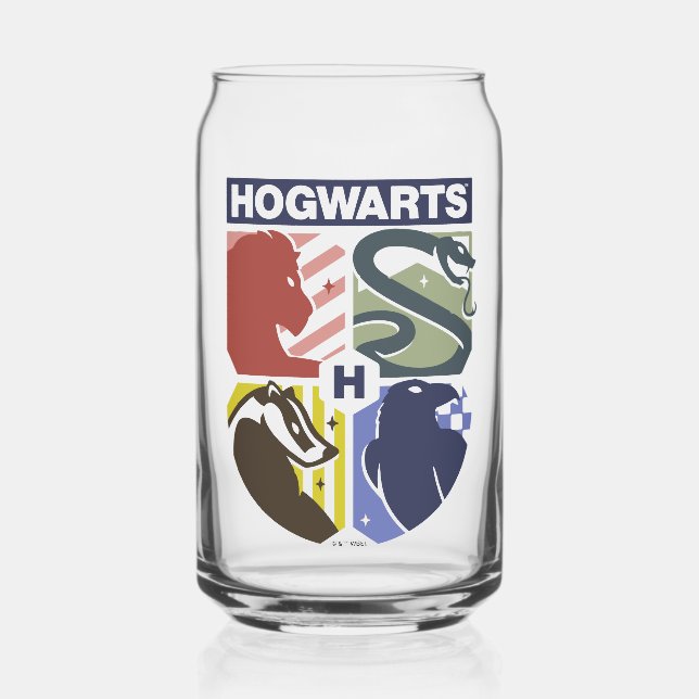 Vintage HOGWARTS™ Stamped Crest Can Glass (Front)