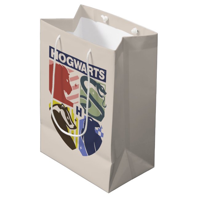 Vintage HOGWARTS™ Stamped Crest Medium Gift Bag (Front Angled)