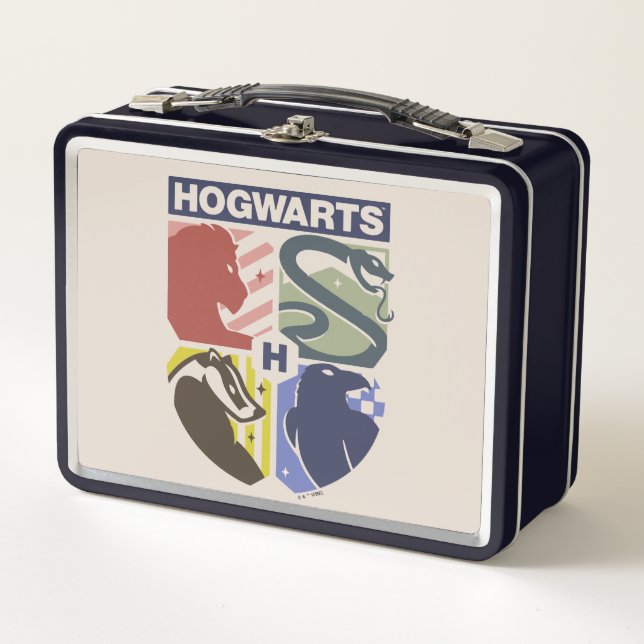 Vintage HOGWARTS™ Stamped Crest Metal Lunch Box (Front)