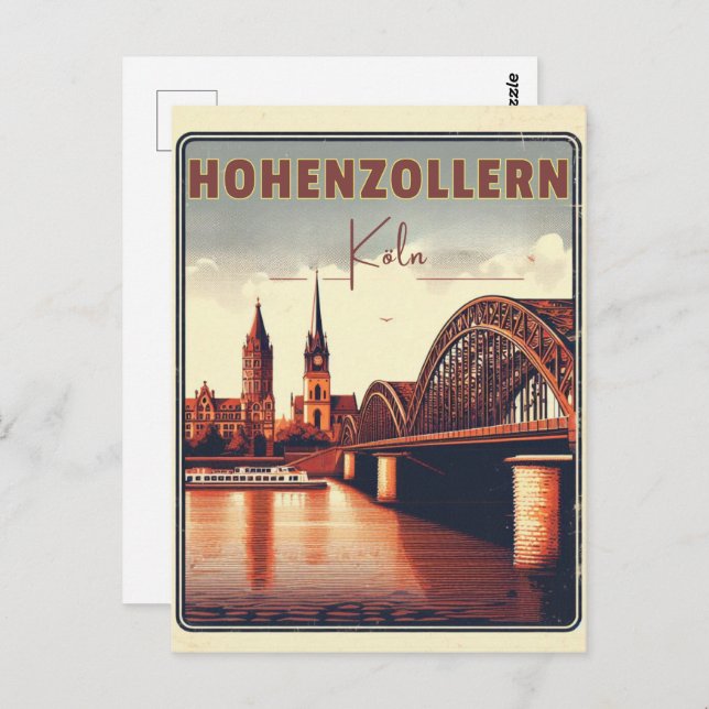 Vintage Hohenzollern Bridge cologne germany gift Postcard (Front/Back)