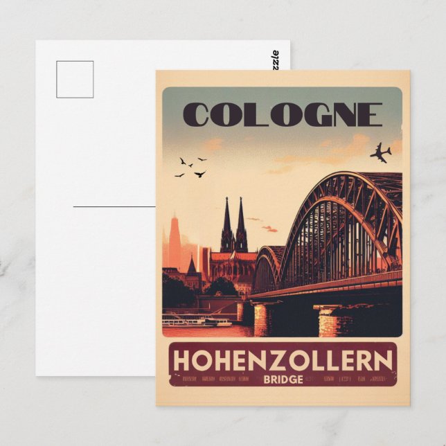 Vintage Hohenzollern Bridge cologne germany gift Postcard (Front/Back)