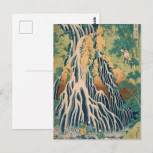 Vintage Hokusai Kirifuri Waterfall Woodblock Art Postcard
