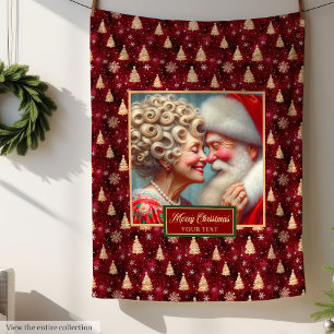 Vintage Holiday Blanket Cosy Christmas Santa Claus