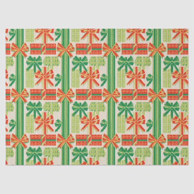 Vintage Holiday Bow Pattern Design Tissue Paper (Front)