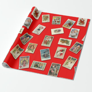 Vintage Holiday Card Pattern Wrapping Paper