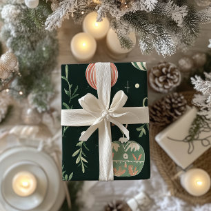 Vintage Holiday Charm Festive Baubles Wrapping Paper