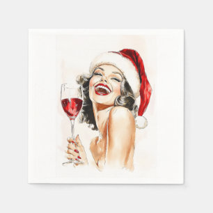 Vintage Holiday Cheer in Watercolor Napkin