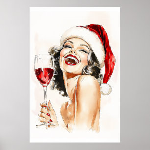 Vintage Holiday Cheer in Watercolor Poster