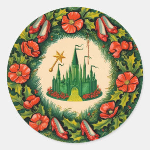 Vintage Holiday Christmas Classic Round Sticker