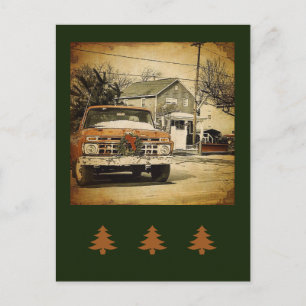 Vintage Holiday Christmas Classic Truck Postcard