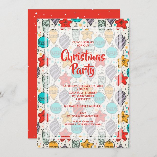 Vintage Holiday Christmas Invitations (Front/Back)