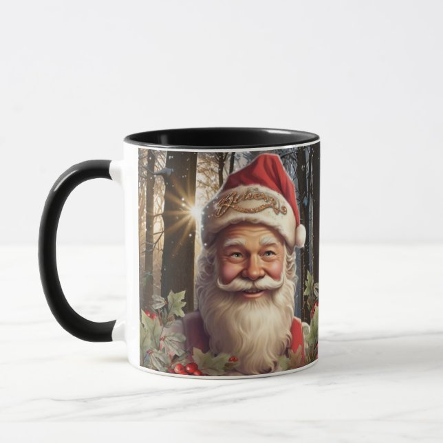 Vintage holiday christmas santa claus  mug (Left)