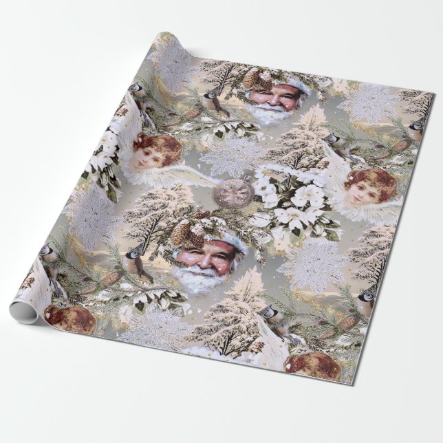 Vintage Holiday Dreams Wrapping Paper (Unrolled)