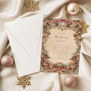 Vintage Holiday Garland Christmas Invitation