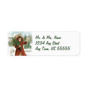 Vintage Holiday Girl Address Labels