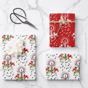 Vintage Holiday Glow: Candles and Lambs Wrapping Paper Sheet