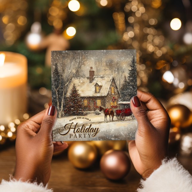 Vintage Holiday Horse Carriage Home Party Invitation (Creator Uploaded)