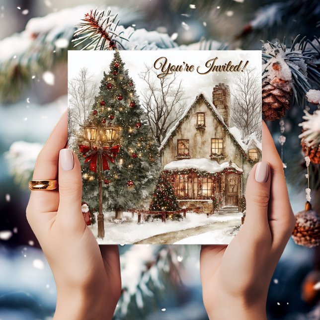 Vintage Holiday House Party Invitation (Creator Uploaded)