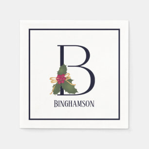 Vintage Holiday Monogram Letter B Paper Napkin