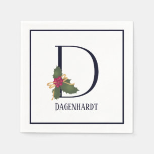 Vintage Holiday Monogram Letter D Paper Napkin