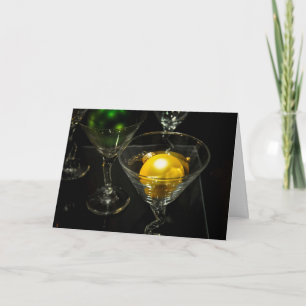 Vintage Holiday Ornament Ball Martini Card