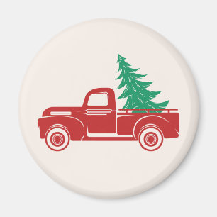 Vintage Holiday Pickup Truck Magnet
