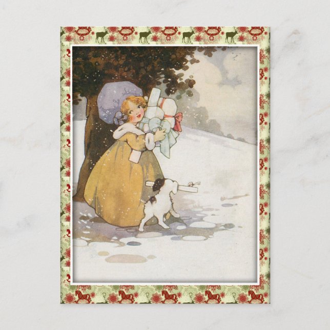 Vintage Holiday Scene Postcard (Front)