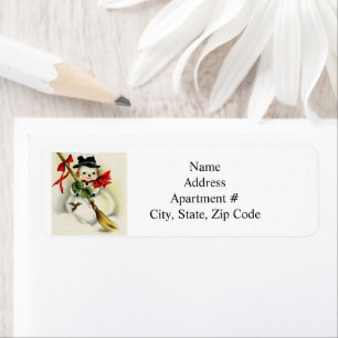 Vintage Holiday Season Snowman Return Address Label